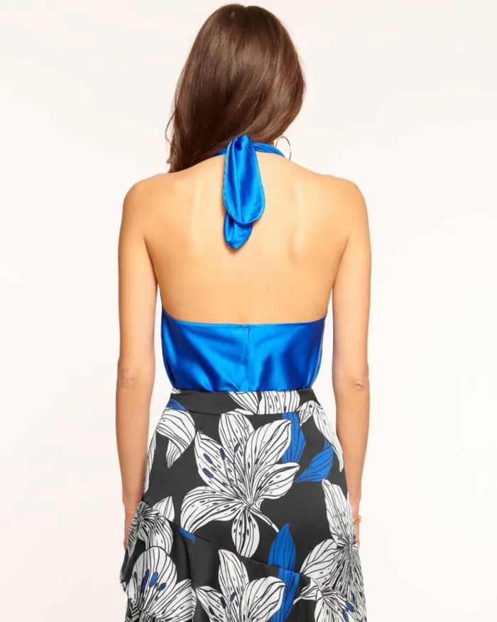 Ramy Brook Tops Women Harriet Halter Tank Top Marrakech Blue