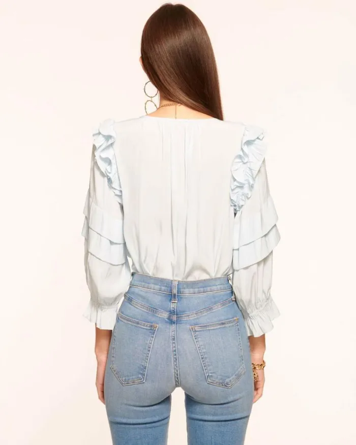 Ramy Brook Tops Women Samira Ruffle Blouse Crystal Blue