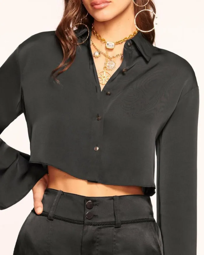 Ramy Brook Tops Women Skyla Button Down Shirt Black