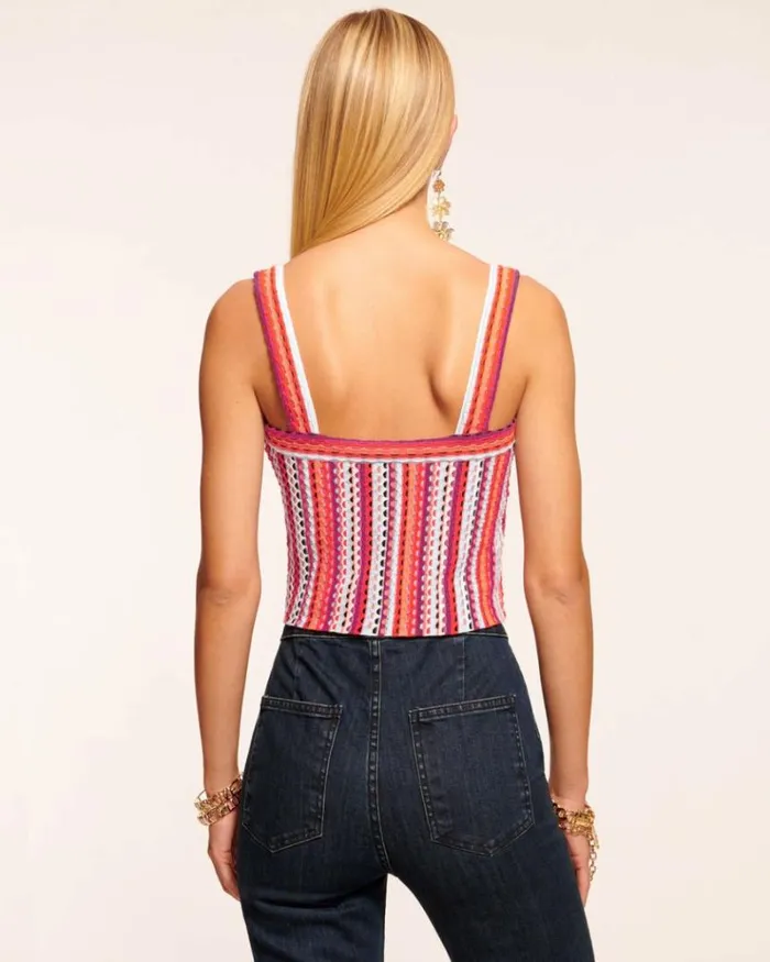Ramy Brook Tops Women Vera Knit Crop Top Rose Stripe