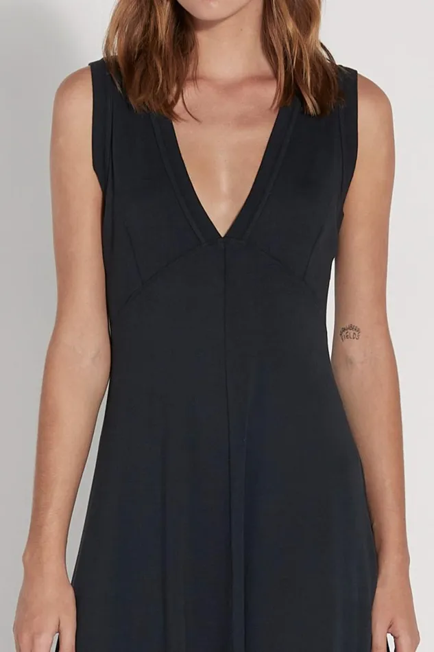 Raquel Allegra Black Baby Rib Sleeveless Nathalie Dress Women Dresses