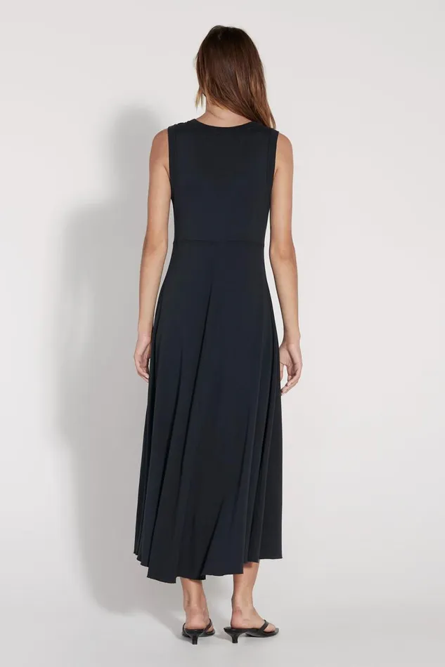 Raquel Allegra Black Baby Rib Sleeveless Nathalie Dress Women Dresses