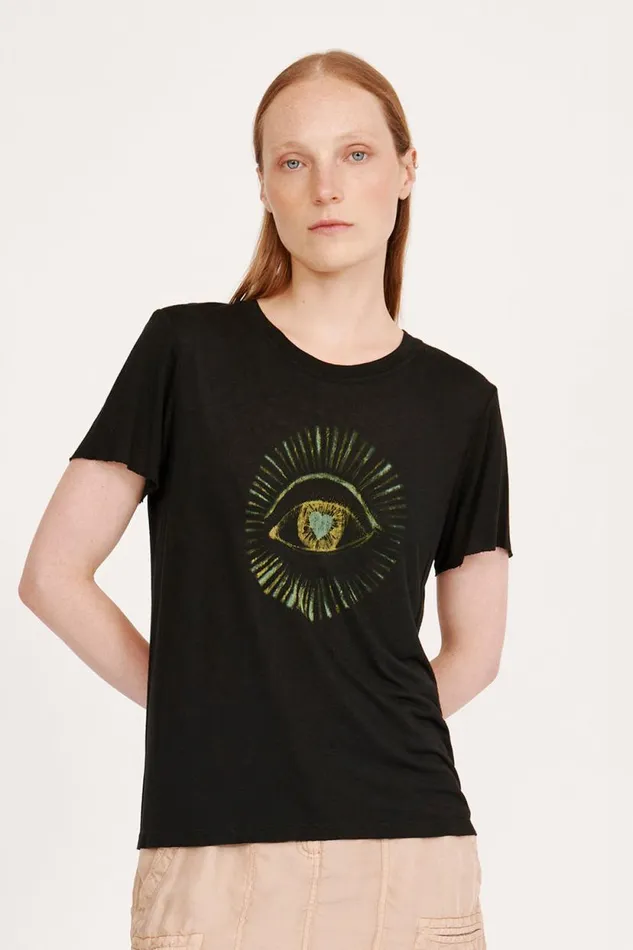 Raquel Allegra Black Helena Tee Women Tops