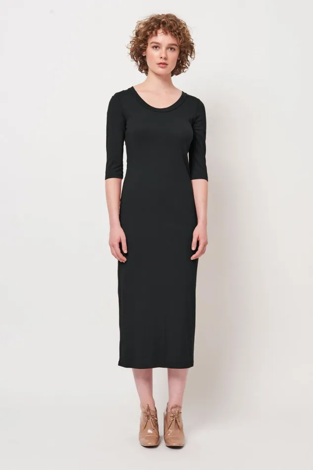 Raquel Allegra Black Jerry Dress Women Dresses