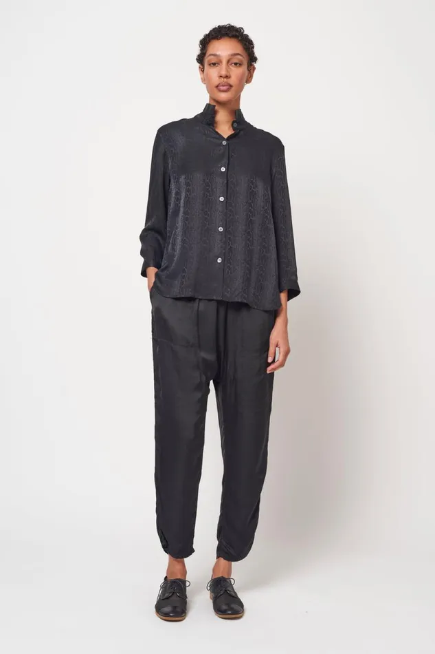 Raquel Allegra Black Lauren Blouse Women Tops