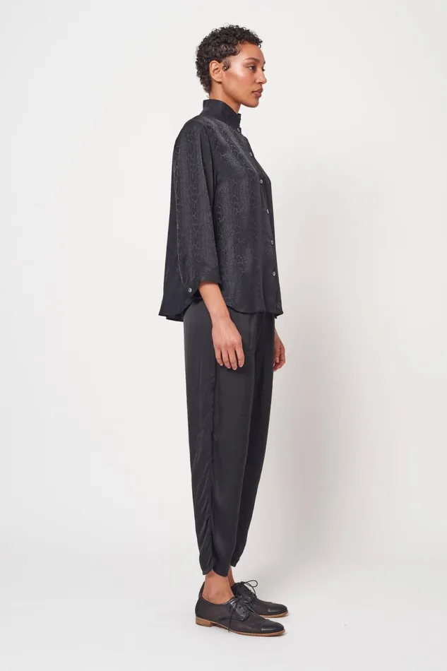Raquel Allegra Black Lauren Blouse Women Tops