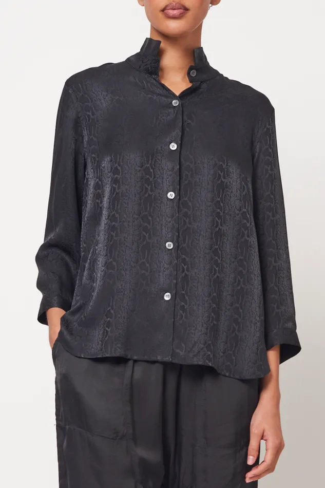 Raquel Allegra Black Lauren Blouse Women Tops