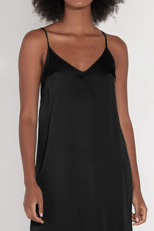 Raquel Allegra Black Slip Dress Women Dresses