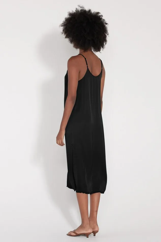 Raquel Allegra Black Slip Dress Women Dresses