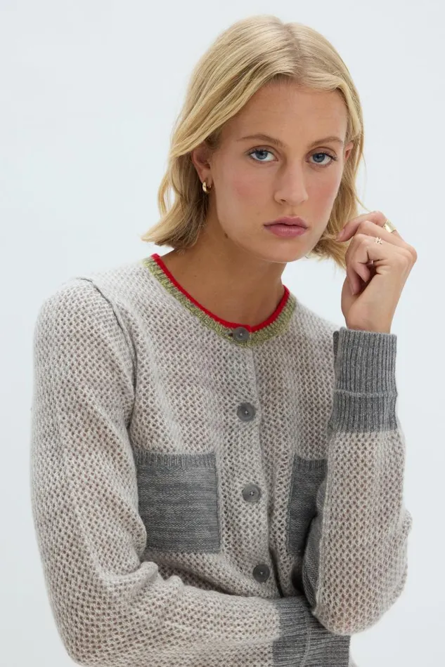 Raquel Allegra Concrete Cashmere Lina Cardigan Women Tops