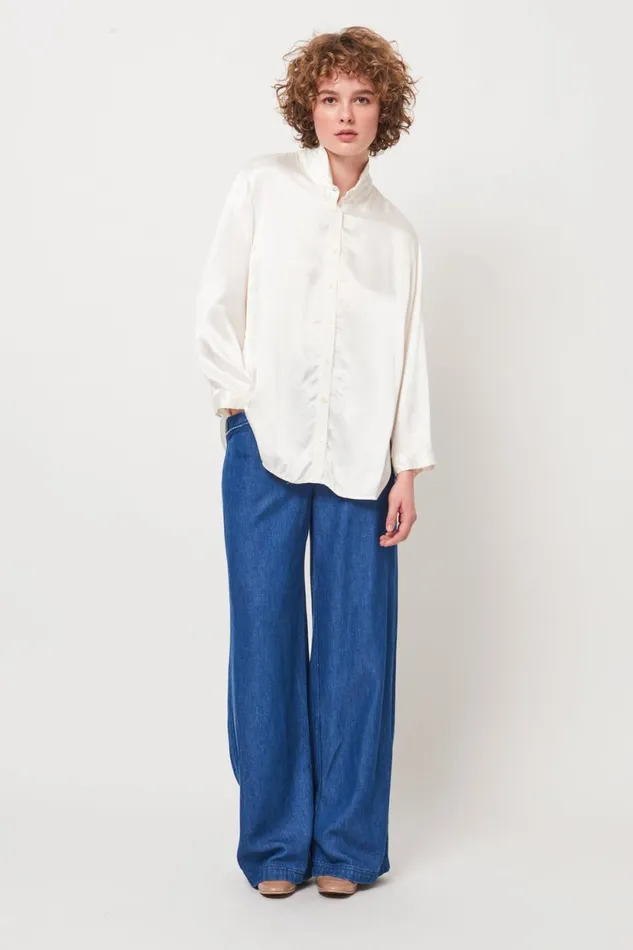 Raquel Allegra Dirty White Lauren Blouse Women Tops
