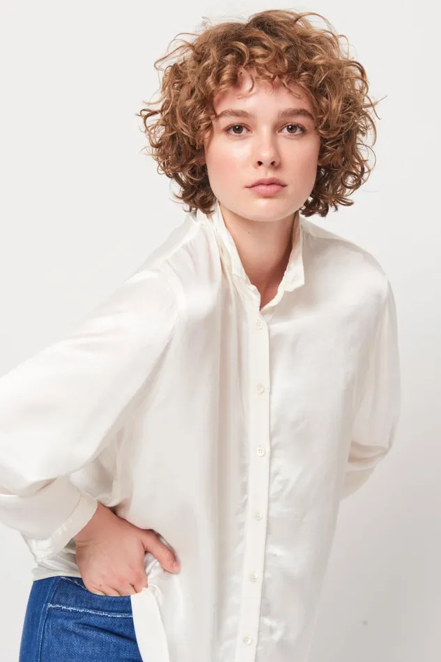 Raquel Allegra Dirty White Lauren Blouse Women Tops