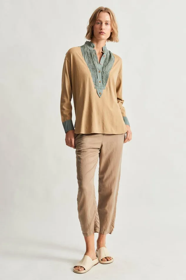 Raquel Allegra Khaki Igbo Top Women Tops