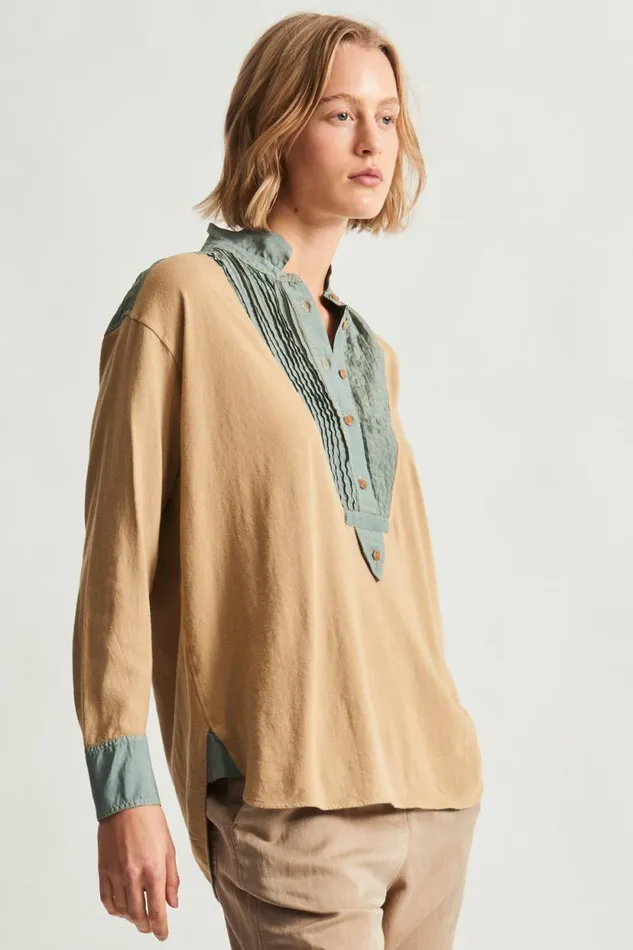 Raquel Allegra Khaki Igbo Top Women Tops