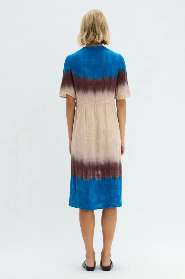 Raquel Allegra Lapis Multi Dual Gauze Garden Dress Women Tops