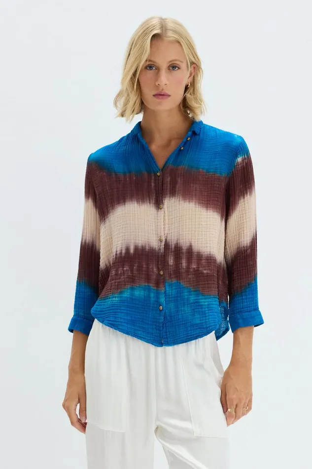 Raquel Allegra Lapis Multi Dual Gauze Lauren Blouse Women Bottoms