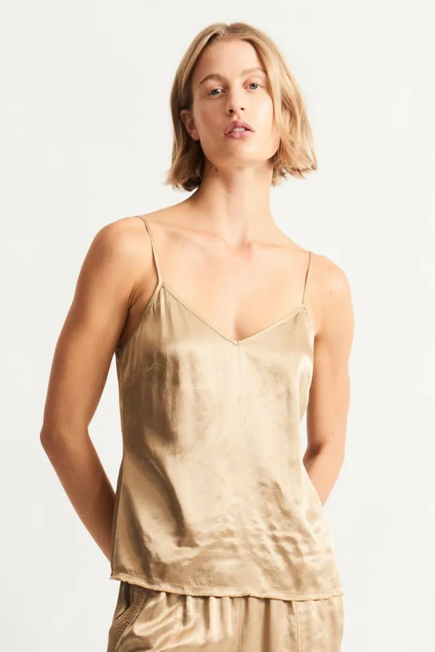 Raquel Allegra Pebble Satin Sand Mona Cami Women Dresses
