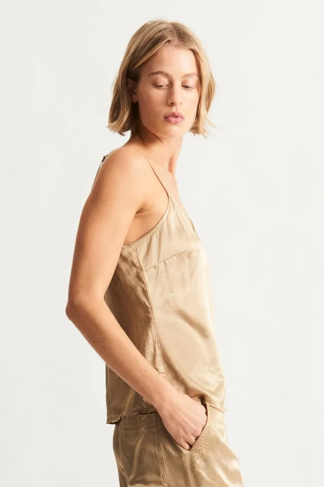 Raquel Allegra Pebble Satin Sand Mona Cami Women Dresses