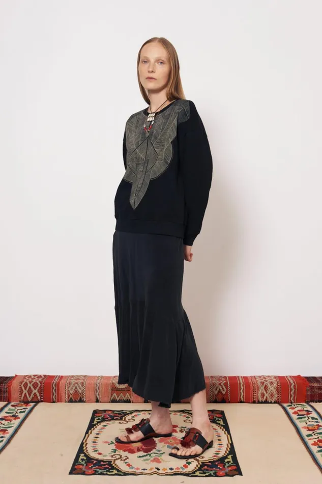 Raquel Allegra Vintage Fleece Black Yves Sweatshirt Women Tops