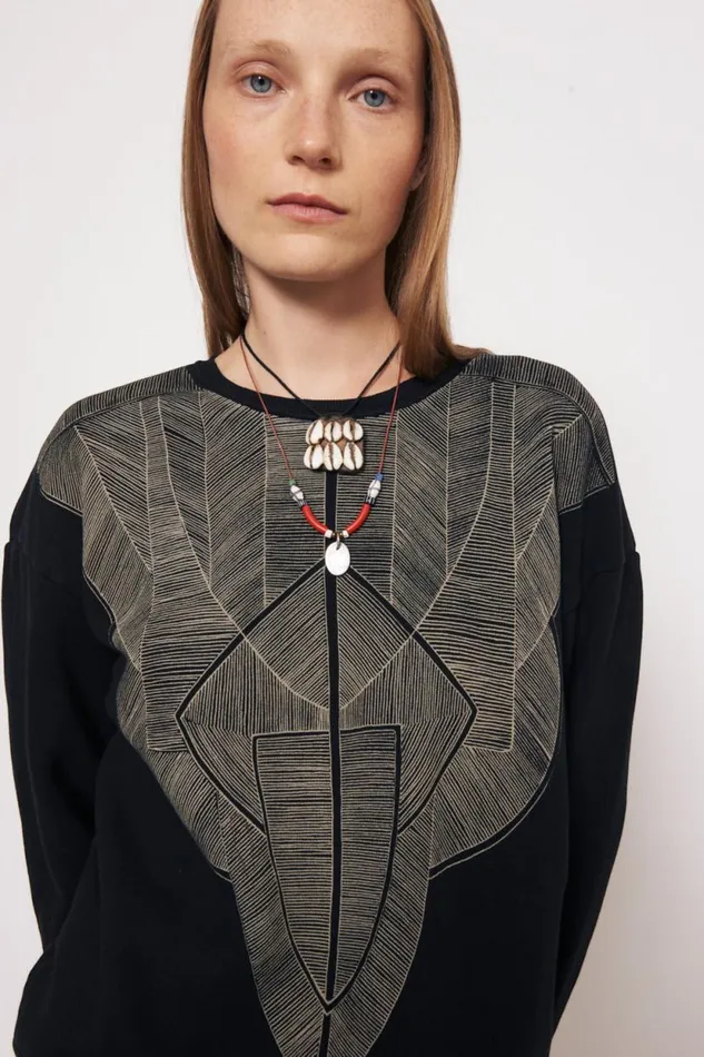 Raquel Allegra Vintage Fleece Black Yves Sweatshirt Women Tops
