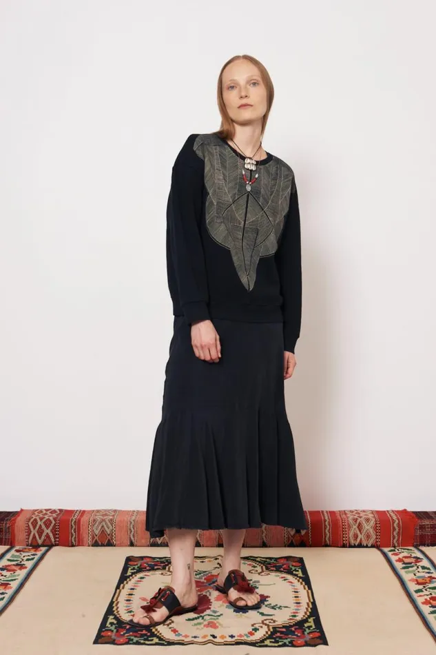 Raquel Allegra Vintage Fleece Black Yves Sweatshirt Women Tops