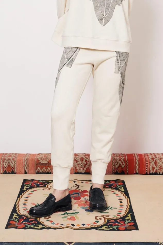 Raquel Allegra Vintage Fleece Dirty White Kongo Pant Women Bottoms