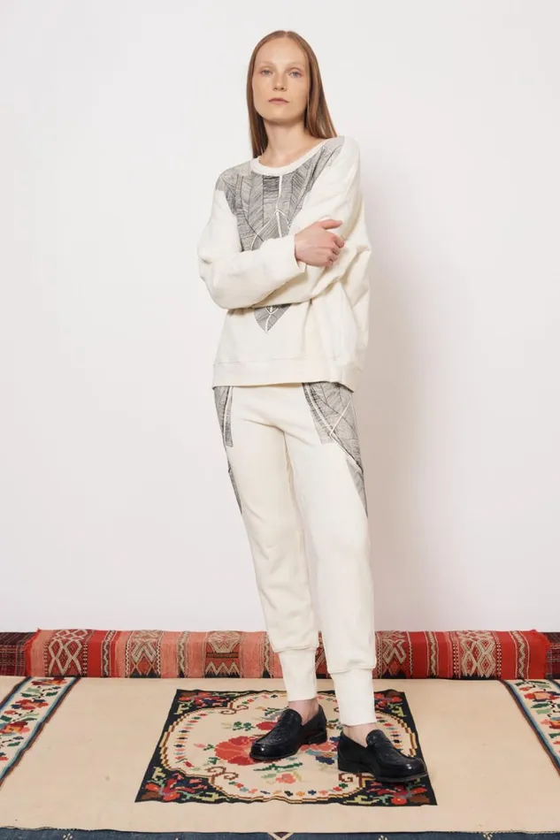 Raquel Allegra Vintage Fleece Dirty White Kongo Pant Women Bottoms