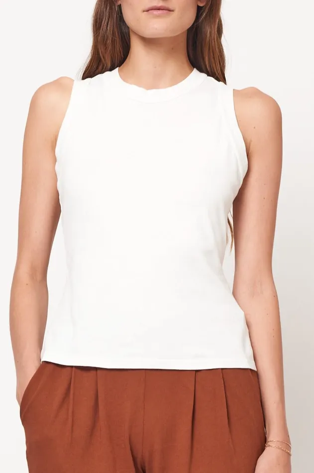 Raquel Allegra Washed White Leigh Tank Top Women TShirts