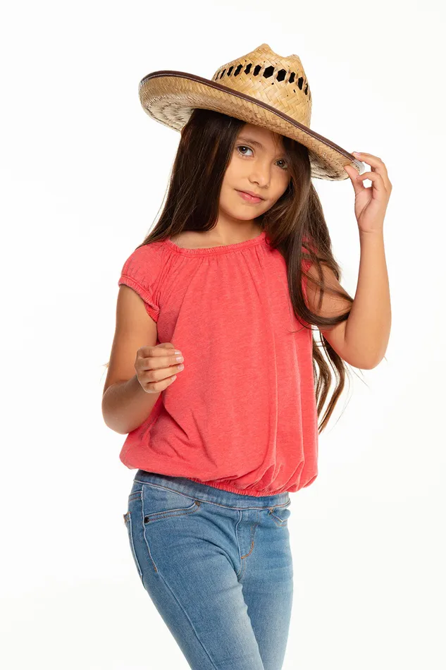 Recycled Vintage Jersey Shirred Short Sleeve Off Shoulder Tops Chaser Brand Girls