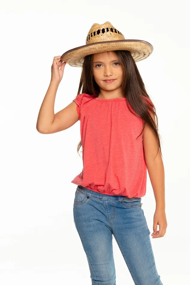 Recycled Vintage Jersey Shirred Short Sleeve Off Shoulder Tops Chaser Brand Girls