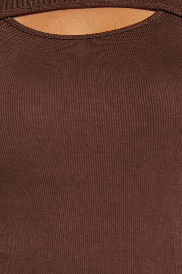 Remi Top 8211 Long Sleeve Asymmetric Cut Out Top In Brown Women Showpo Tops