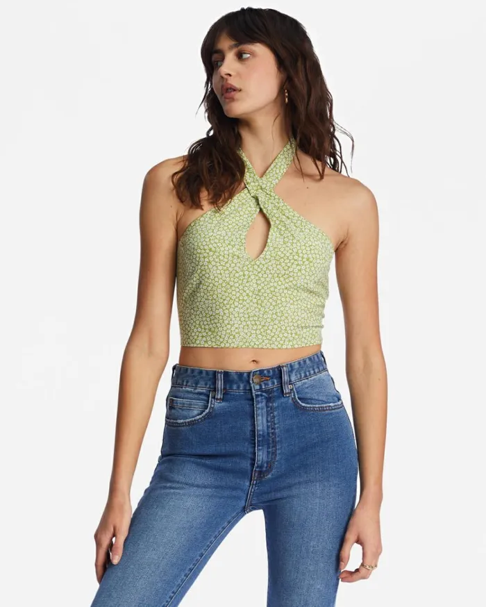 Retro Wave Crop Top Moss Meadow Women Billabong Tops