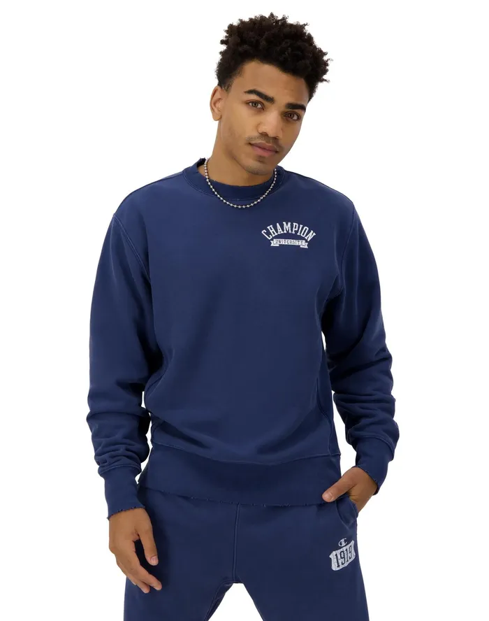 Reverse Weave Crewneck Pullover University Logo Time Capsule Athletic Navy MenWomen Champion Hoodies and Sweatshirts