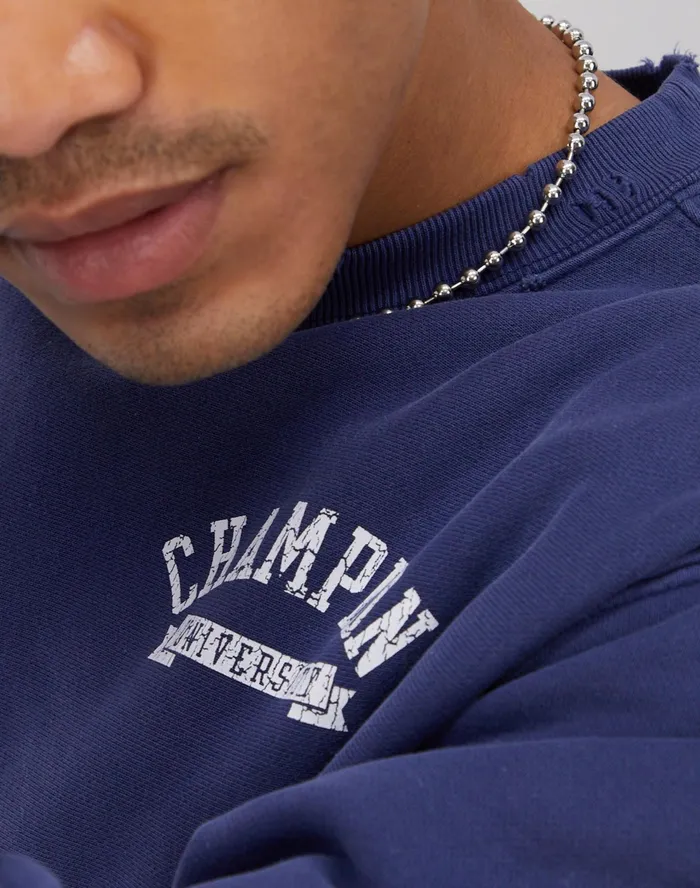 Reverse Weave Crewneck Pullover University Logo Time Capsule Athletic Navy MenWomen Champion Hoodies and Sweatshirts