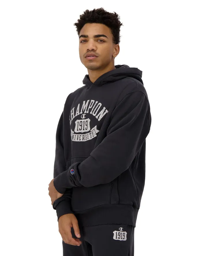 Reverse Weave Hoodie University 1919 Logo Time Capsule Black MenWomen Champion Hoodies and Sweatshirts