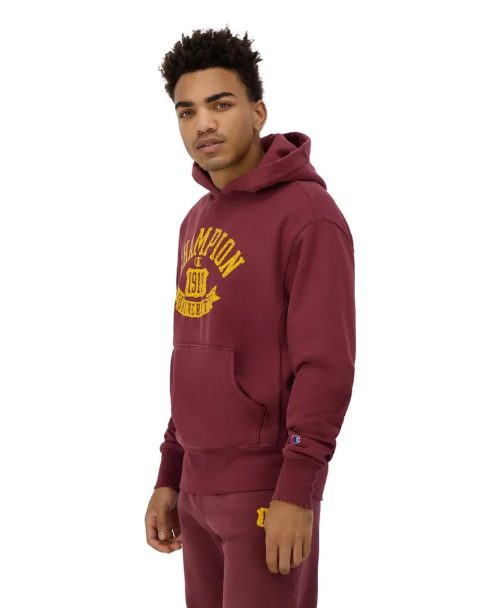 Reverse Weave Hoodie University 1919 Logo Time Capsule Maroon MenWomen Champion Hoodies and Sweatshirts