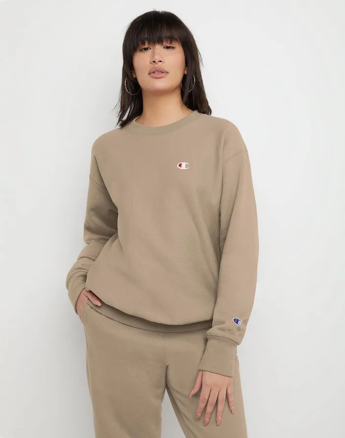 Reverse Weave Oversized Crewneck Sweatshirt C Logo Country Walnut Women Champion Hoodies and Sweatshirts Reverse Weave Oversized Crewneck Sweatshirt C Logo Country Walnut Women Champion Hoodies and Sweatshirts