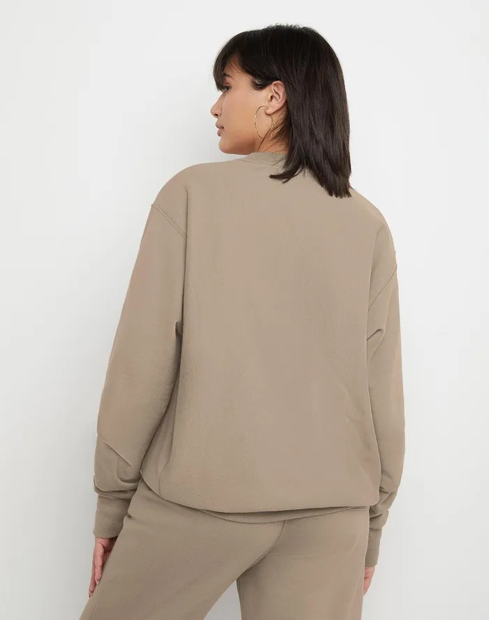Reverse Weave Oversized Crewneck Sweatshirt C Logo Country Walnut Women Champion Hoodies and Sweatshirts