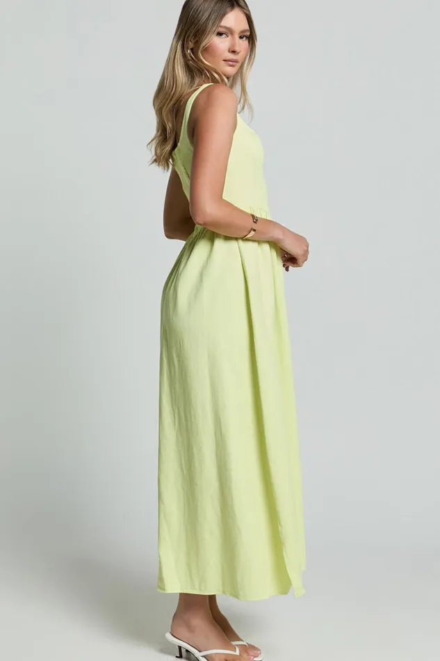 Rhaziya Midi Dress 8211 Sleeveless Straight Neck Fit And Flare Dress In Citrus Women Showpo Conscious