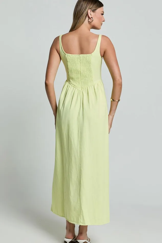 Rhaziya Midi Dress 8211 Sleeveless Straight Neck Fit And Flare Dress In Citrus Women Showpo Conscious