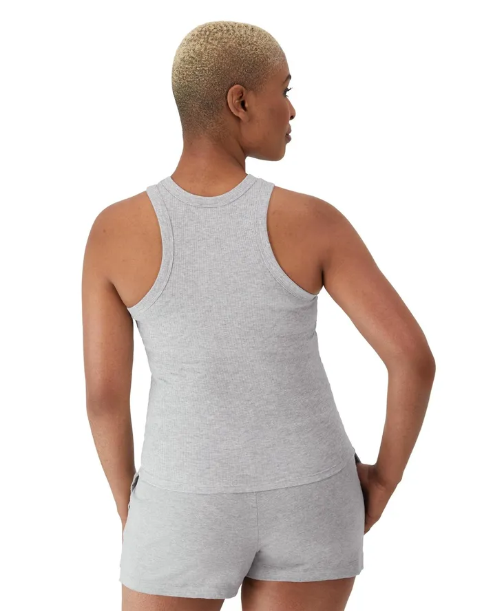 Ribbed Tank Top High Neck C Logo Oxford Gray Women Champion TShirts and Tops
