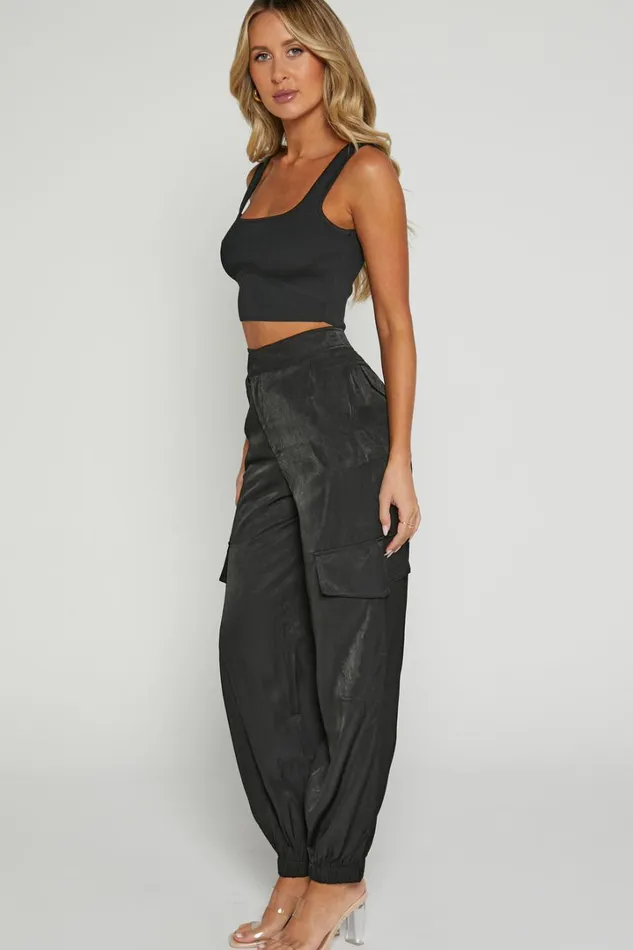 Robbie Pants 8211 Mid Rise Cuffed Ankle Cargo Pants In Black Women Showpo Pants