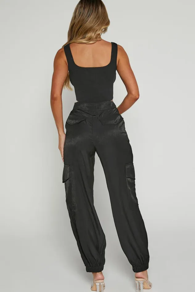 Robbie Pants 8211 Mid Rise Cuffed Ankle Cargo Pants In Black Women Showpo Pants