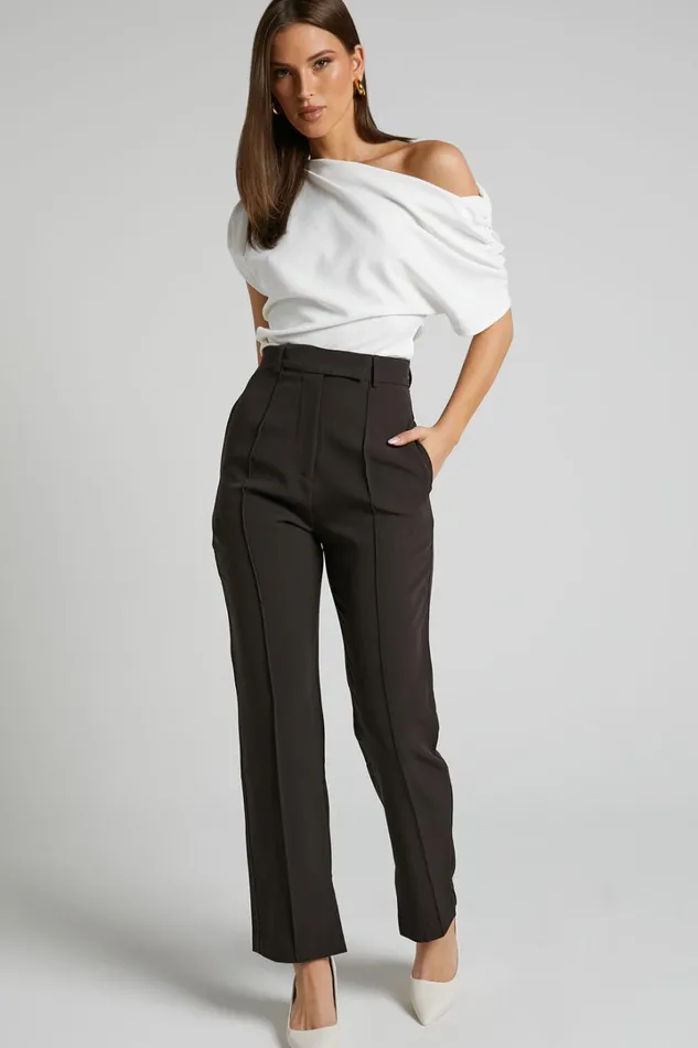 Rogers Pants 8211 High Waisted Pants In Charcoal Women Showpo Suits and Tailoring