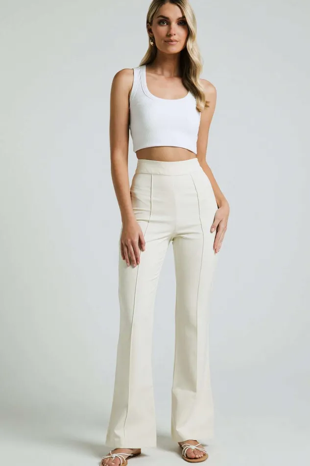 Roschel Pants 8211 High Waisted Flared Pants In Cream Women Showpo Pants