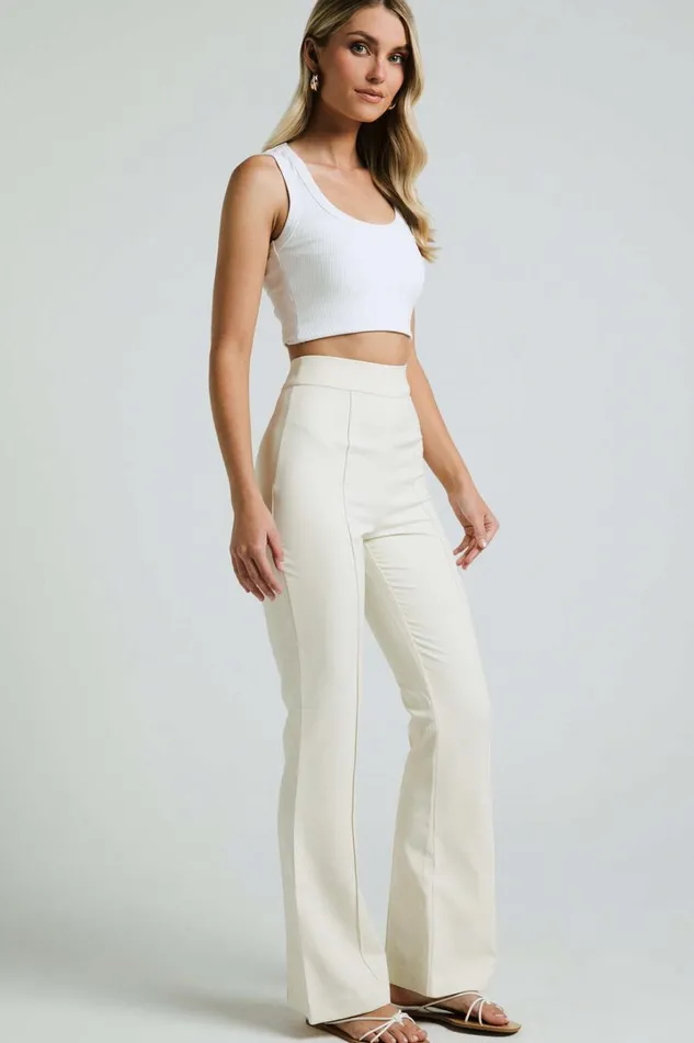 Roschel Pants 8211 High Waisted Flared Pants In Cream Women Showpo Pants