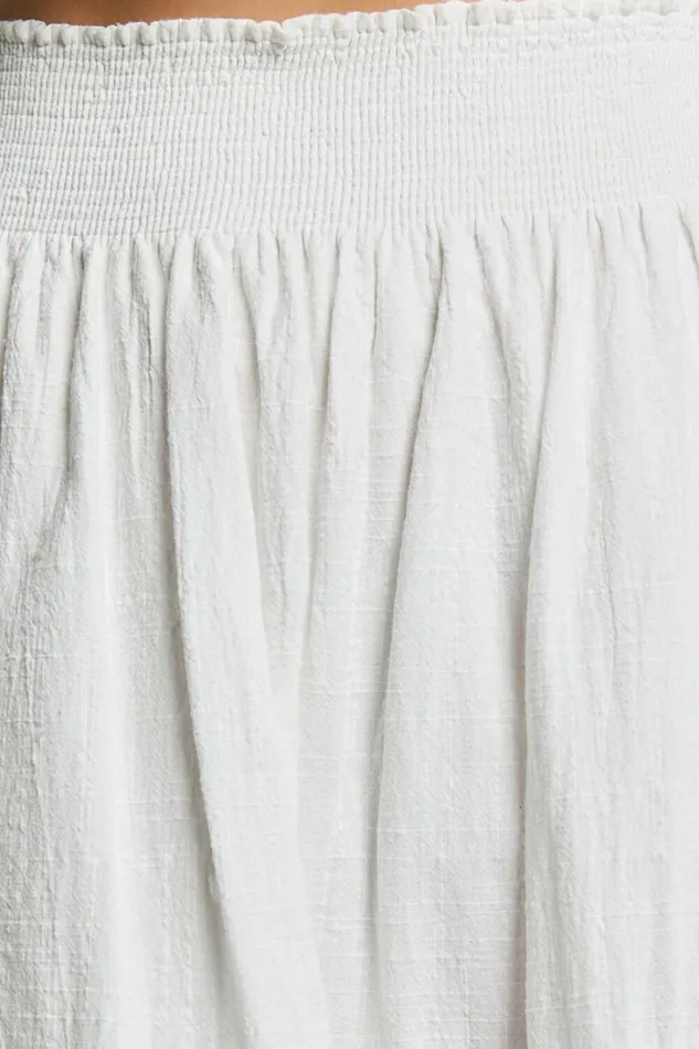 Ruby Midi Skirt 8211 Shirred High Waist Cotton Tiered Maxi Skirt In Off White Women Showpo Modest Clothing