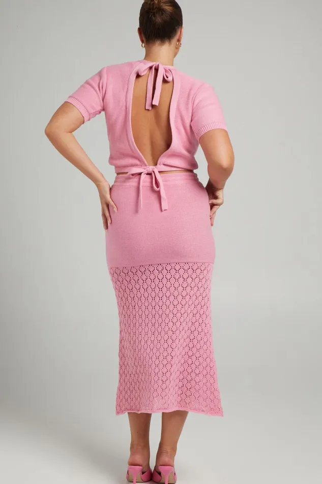 Rue Stiic 8211 Paloma Knit Midi Skirt In Pink Women Showpo Knitwear