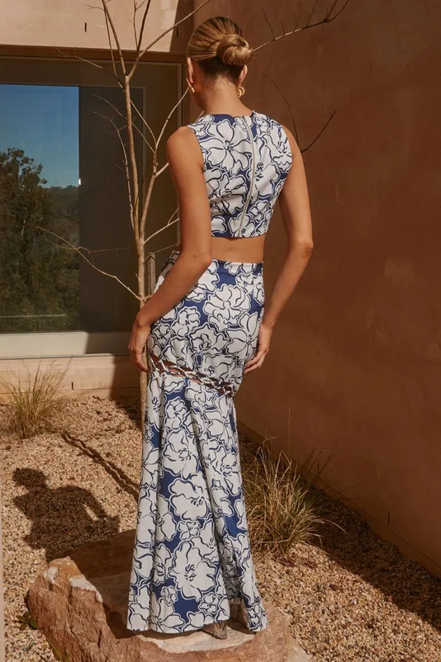 Runaway The Label Crops LANI KELANI TOP Navy Floral 8211 Women