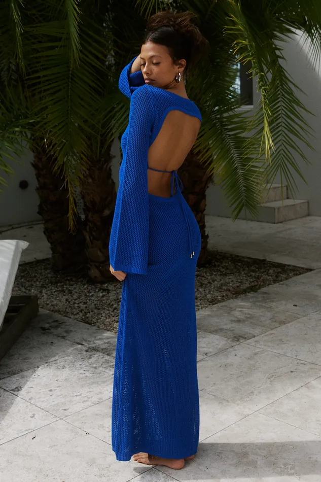 Runaway The Label Knit Dresses ROSALIE MAXI DRESS Royal 8211 Women